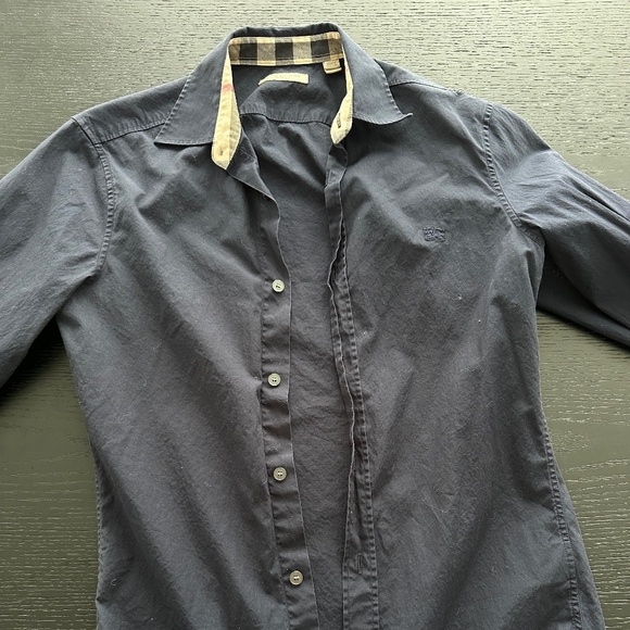 Burberry Men’s Long-Sleeve Shirt – Size XS, Navy Blue - Picture 1 of 5